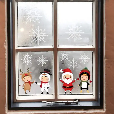 Decalmile Weihnachts-Wandtattoo Set – 4 Bögen (30x90 Cm), Mit Weihnachtsbaum, Weihnachtsmann & Schneeflocken, Abziehbar