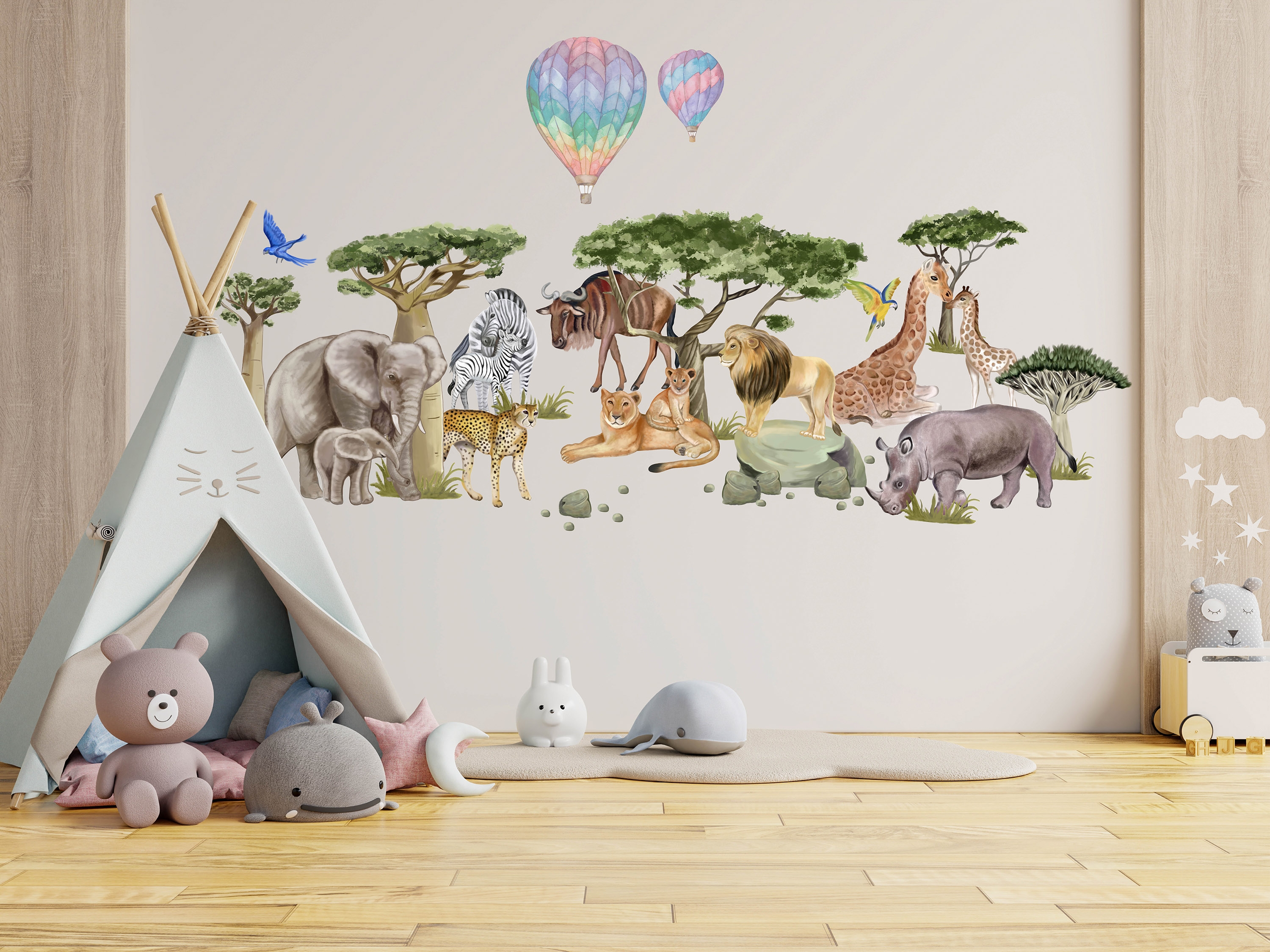 Wandtattoo - Safari afrikanische Tiere