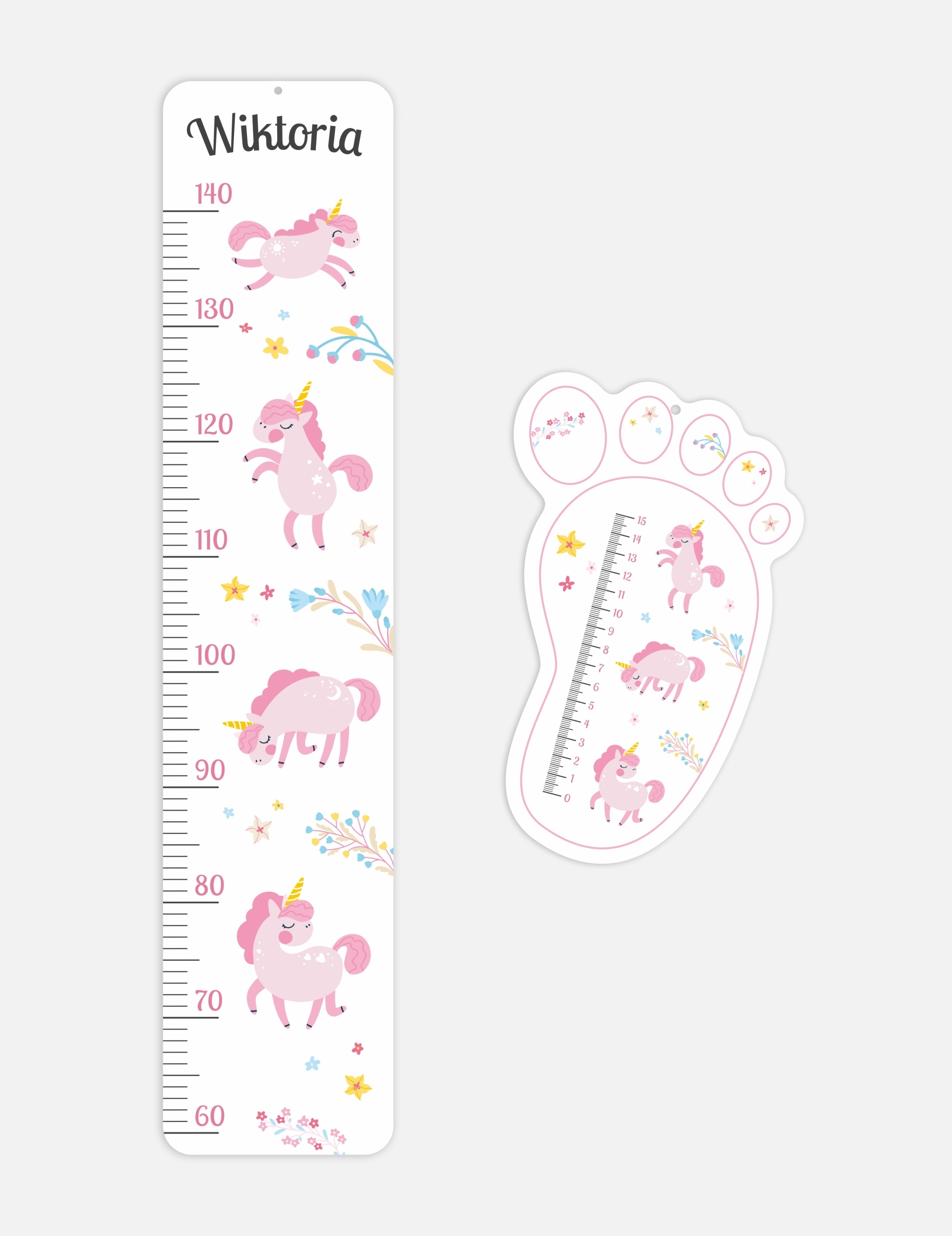 Wandtattoo - Einhörner / Personalisiert / Höhe und Fuß messen