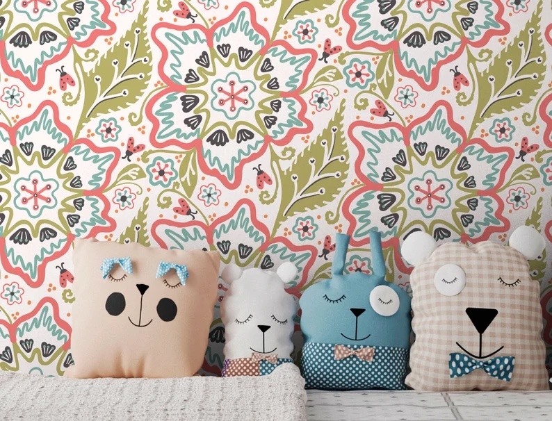 Tapete - Blumen / Schälen und aufkleben