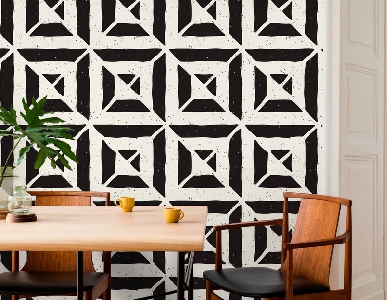 Tapete - Schwarz Geometrische Moderne / Schälen und aufkleben / 02