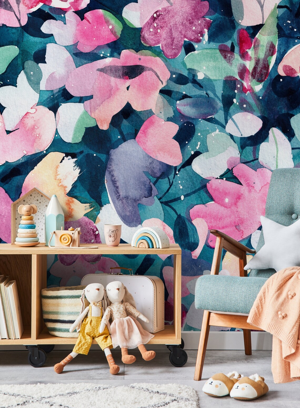 Tapete - Bunte Blumen / Schälen und aufkleben