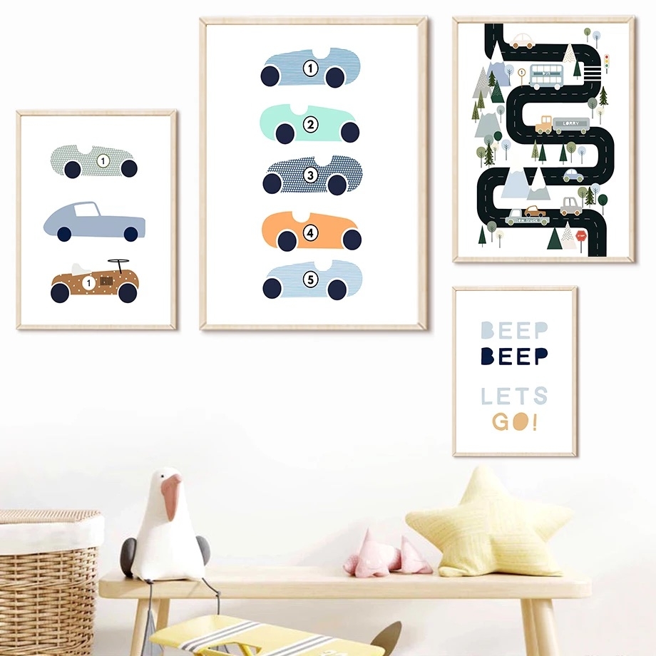 Poster - Autos / BEEP BEEP LETS GO! / 4er-Set