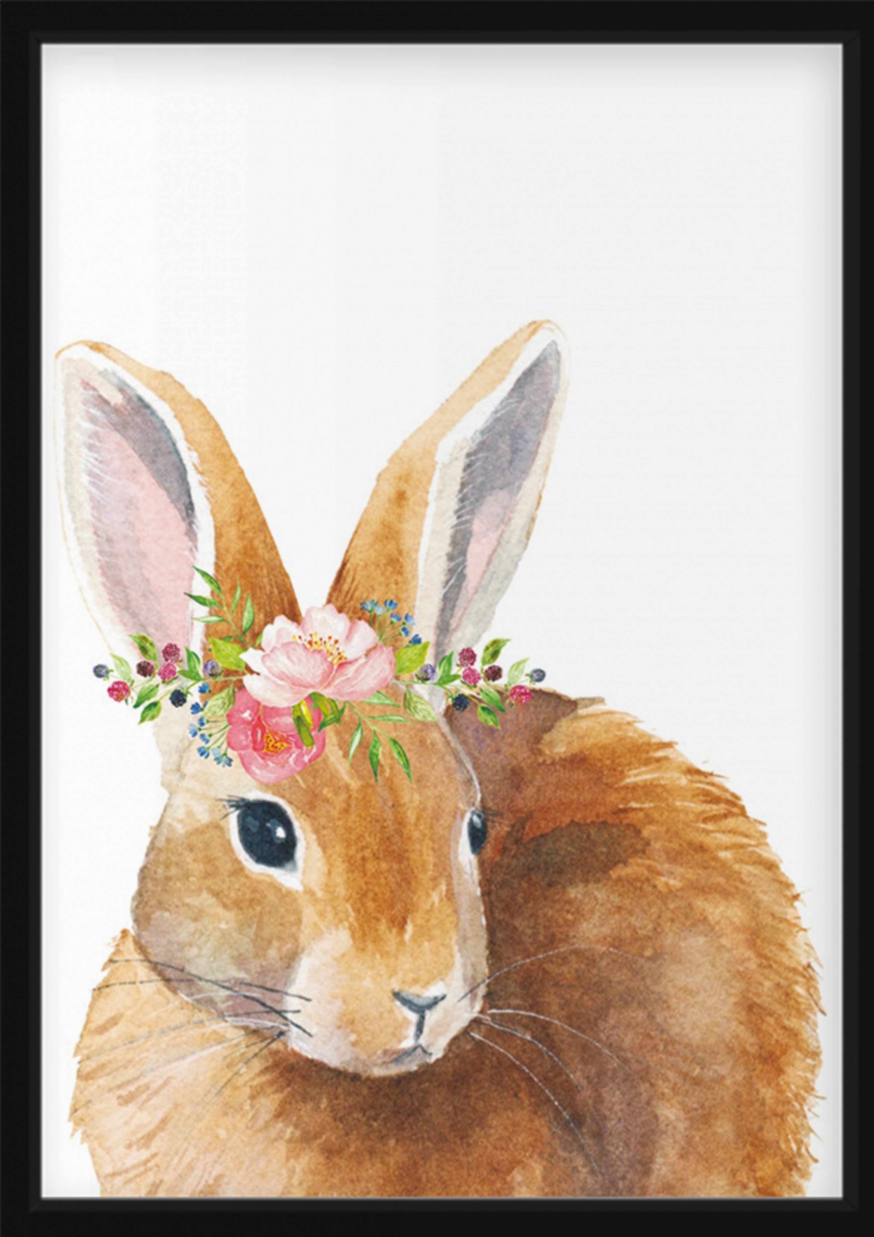 Poster - Hase mit Blumen
