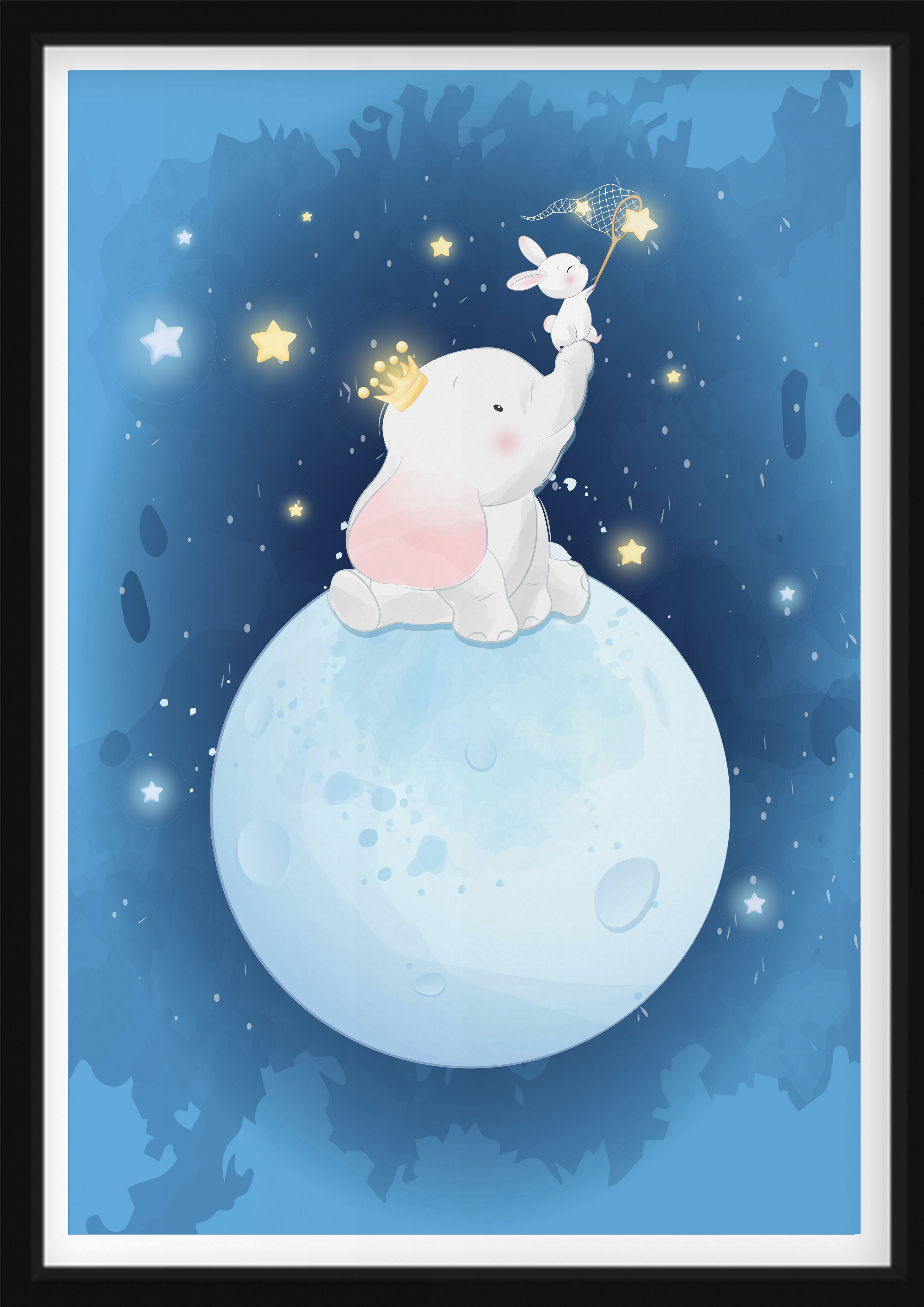 Poster - Elefant auf dem Mond