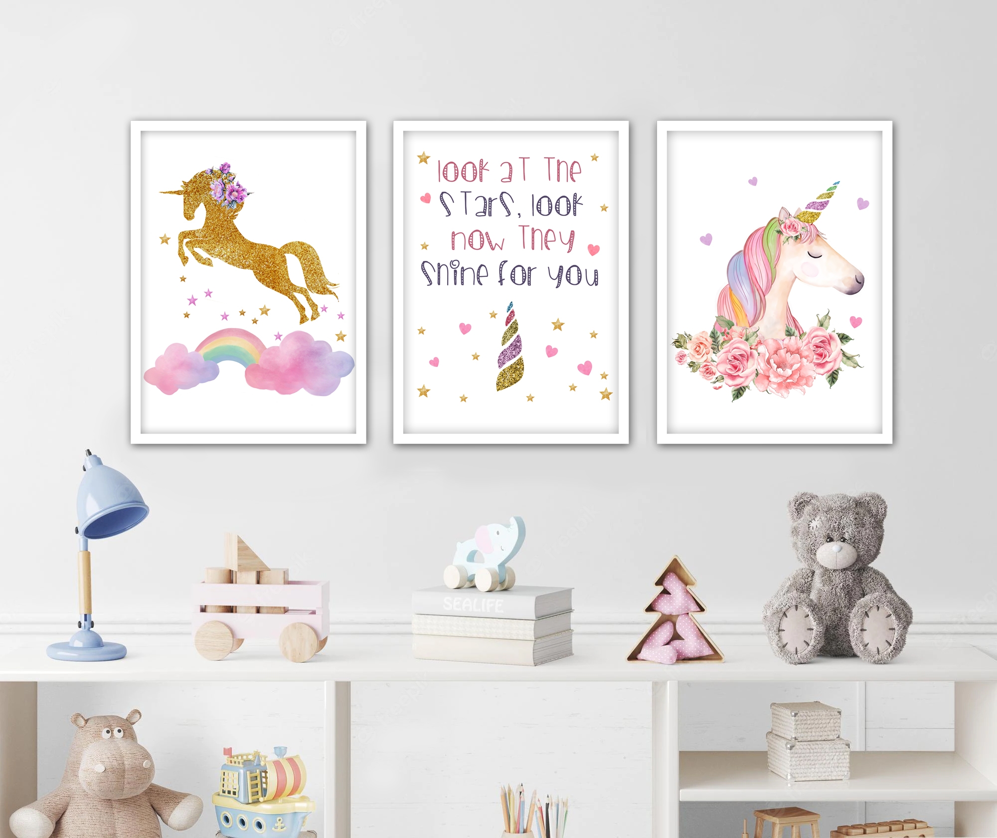 Poster - Einhorn / Look at the Stars / 3er-Set