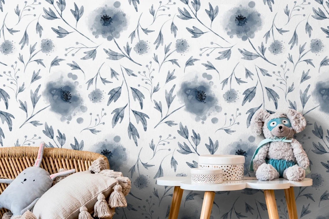 Tapete - Blumen / Abziehen und Aufkleben