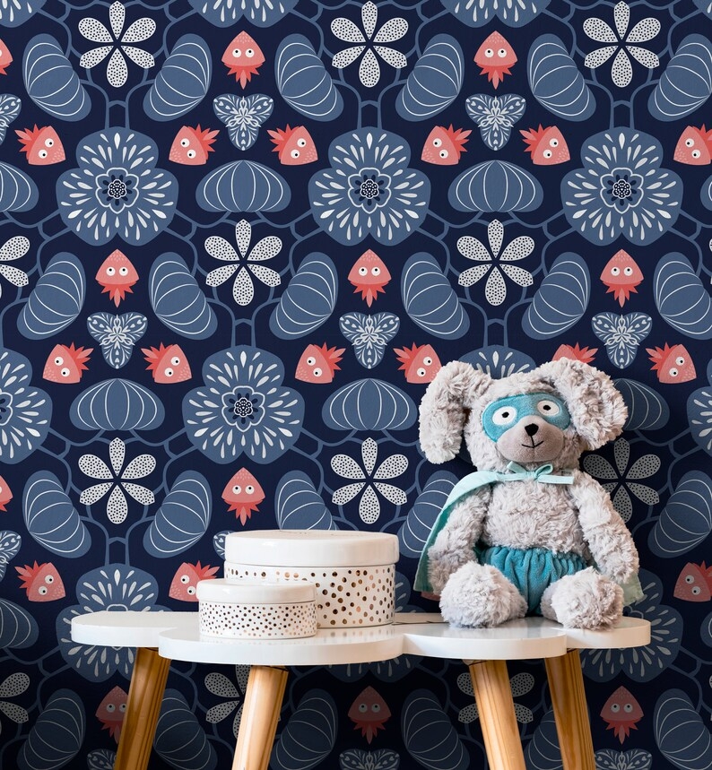 Tapete - Blau / Abziehen und Aufkleben