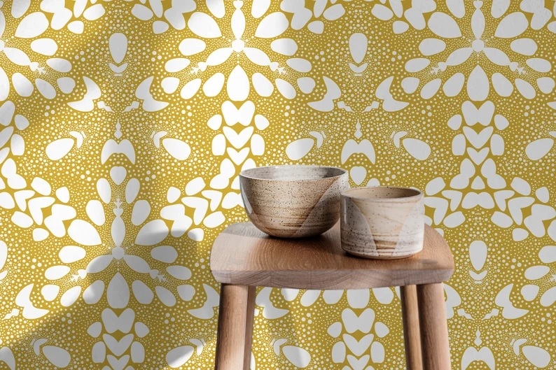 Tapete - Geometrische Kunst / Gelb / Abziehen und Aufkleben