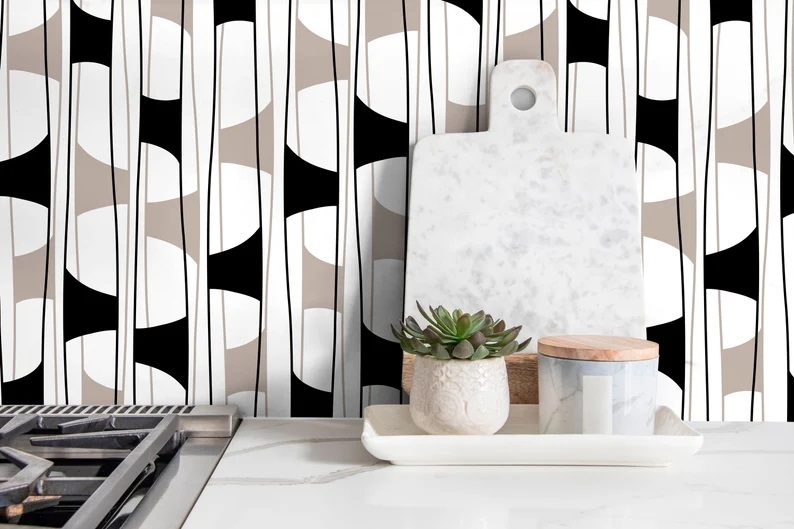 Tapete - Geometrisch Schwarz und Weiß / Abziehen und Aufkleben