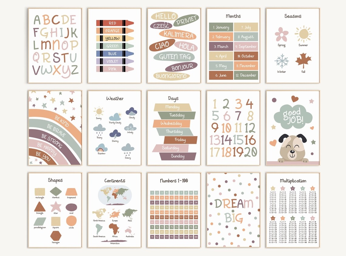 Poster - Boho Spielzimmer / 15er Set