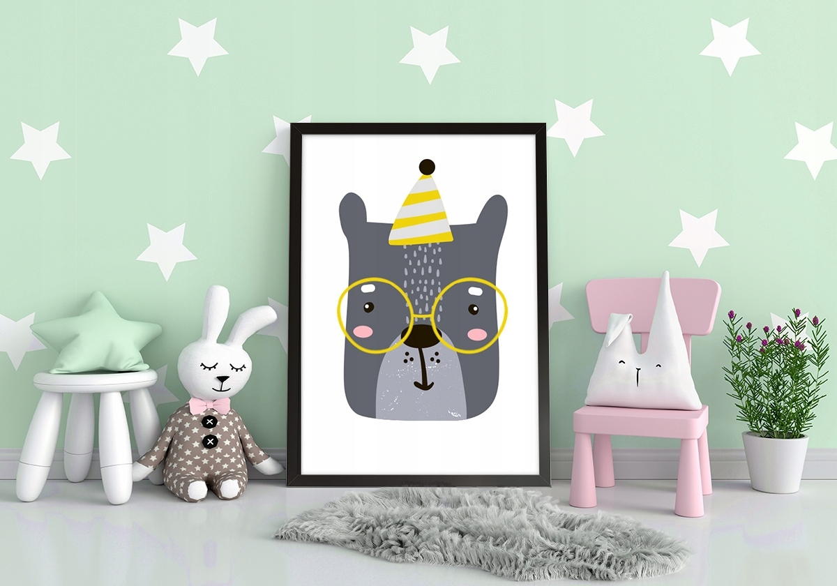 Poster - Bär mit Glas