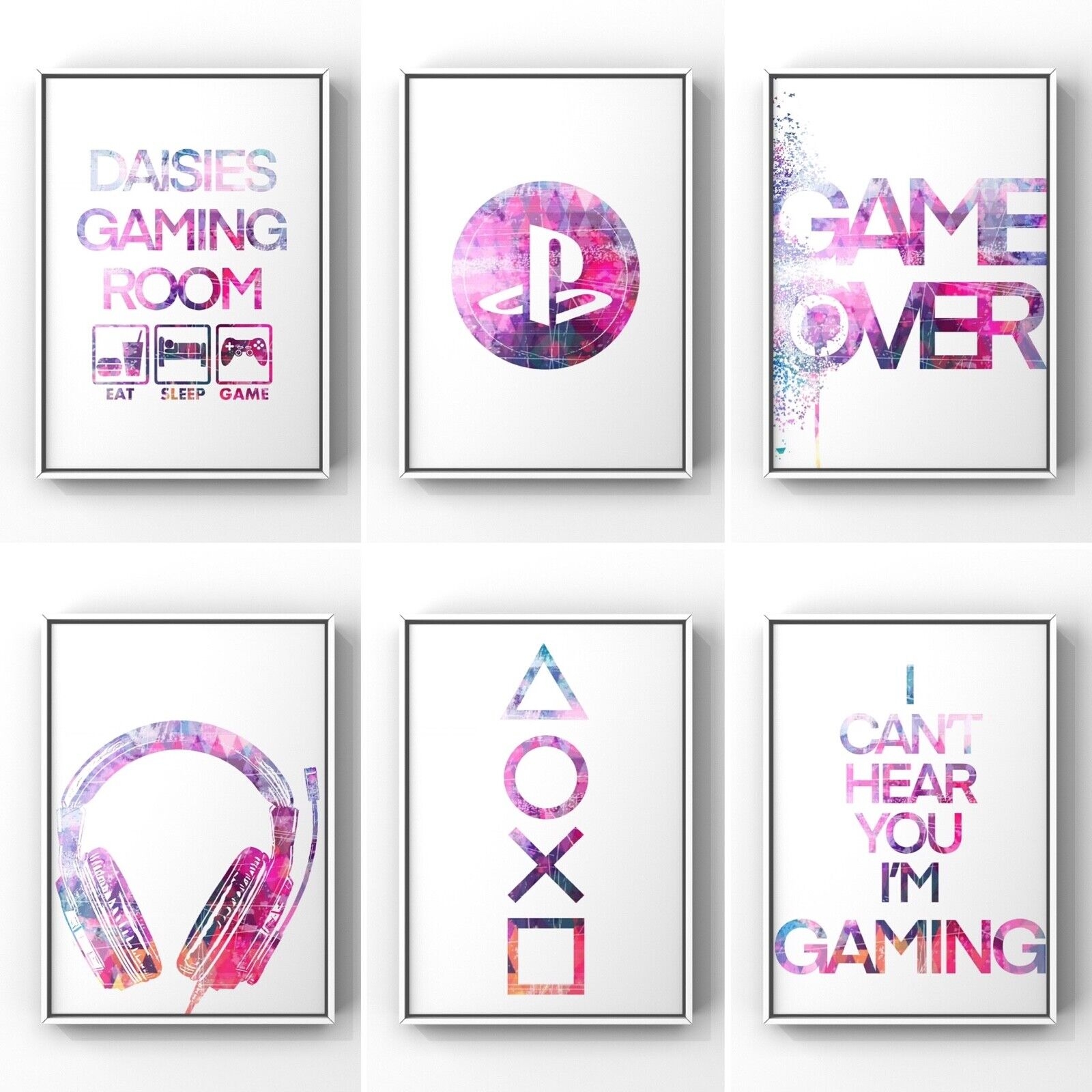 Poster – Spiele / Pink / 6er-Set