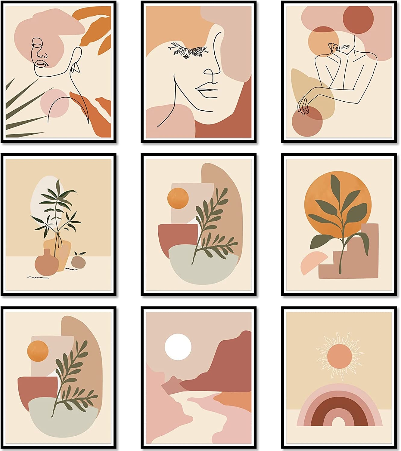 Poster – minimalistische Boho-Wandkunst / 9er-Set