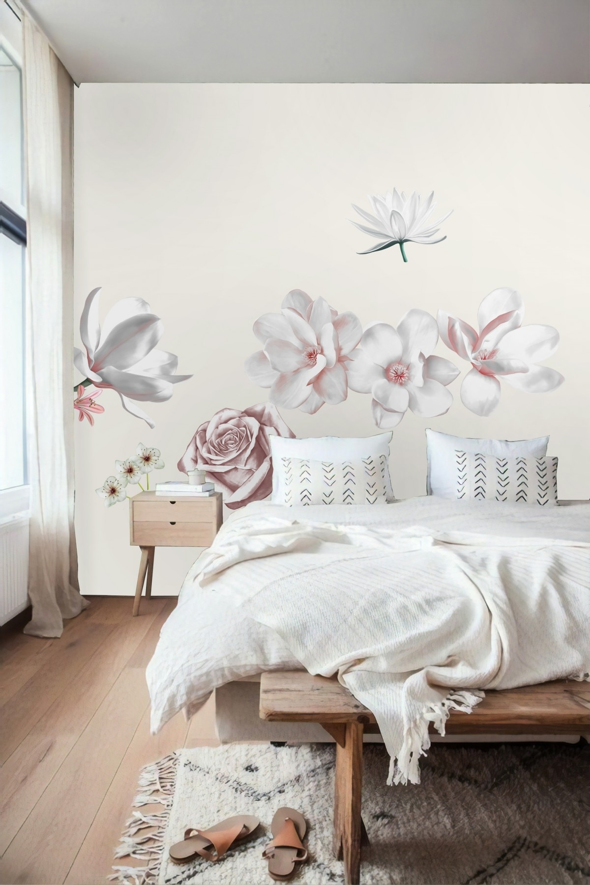 Wandsticker - 3D Blumen Weiße Gänseblümchen-Lilien-Orchideen-Blume