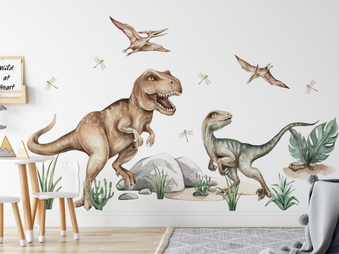 Wandtattoos - Dinosaurus / T-Rex und Velociraptor