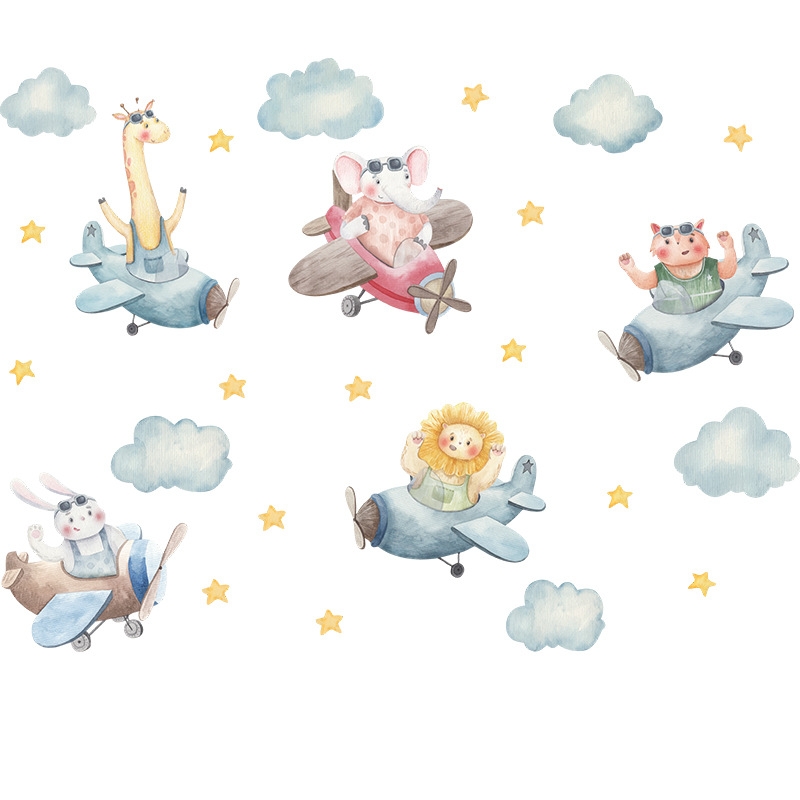 Wandtattoo - Tiere im Flugzeug