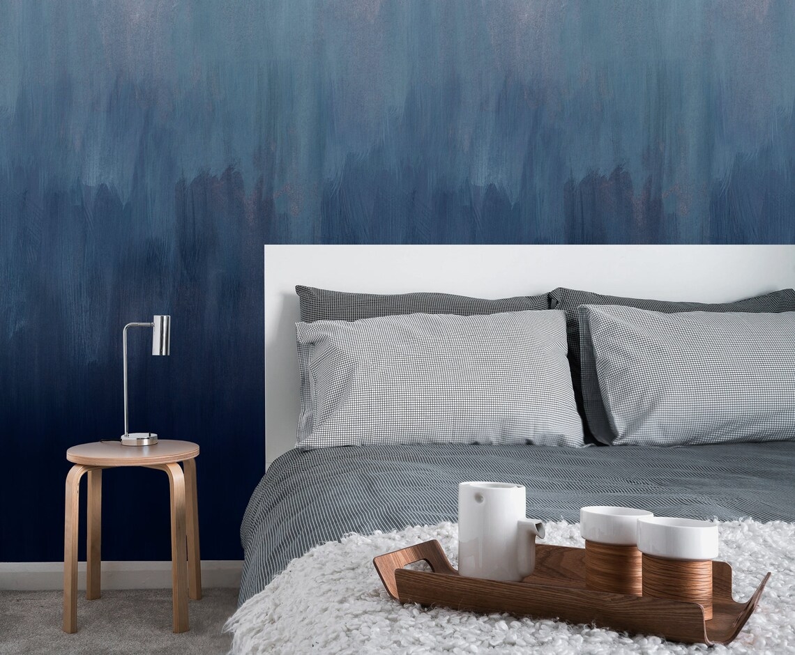 Tapete - Blau Abstraktes Ombre / Abziehen und Aufkleben