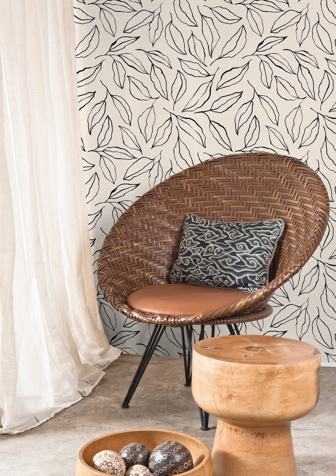 Tapete - Minimalistische Blätter / Abziehen und Aufkleben