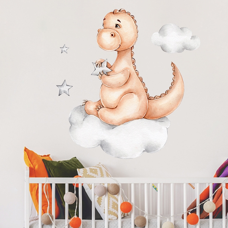 Wandtattoo -Baby Dinosaurier auf Wolke