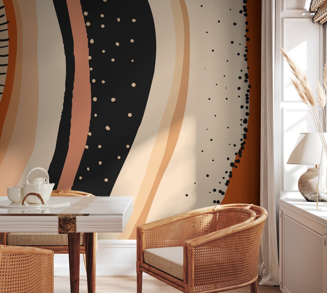 Tapete - Abstraktes Wandbild Orange / Abziehen und Aufkleben