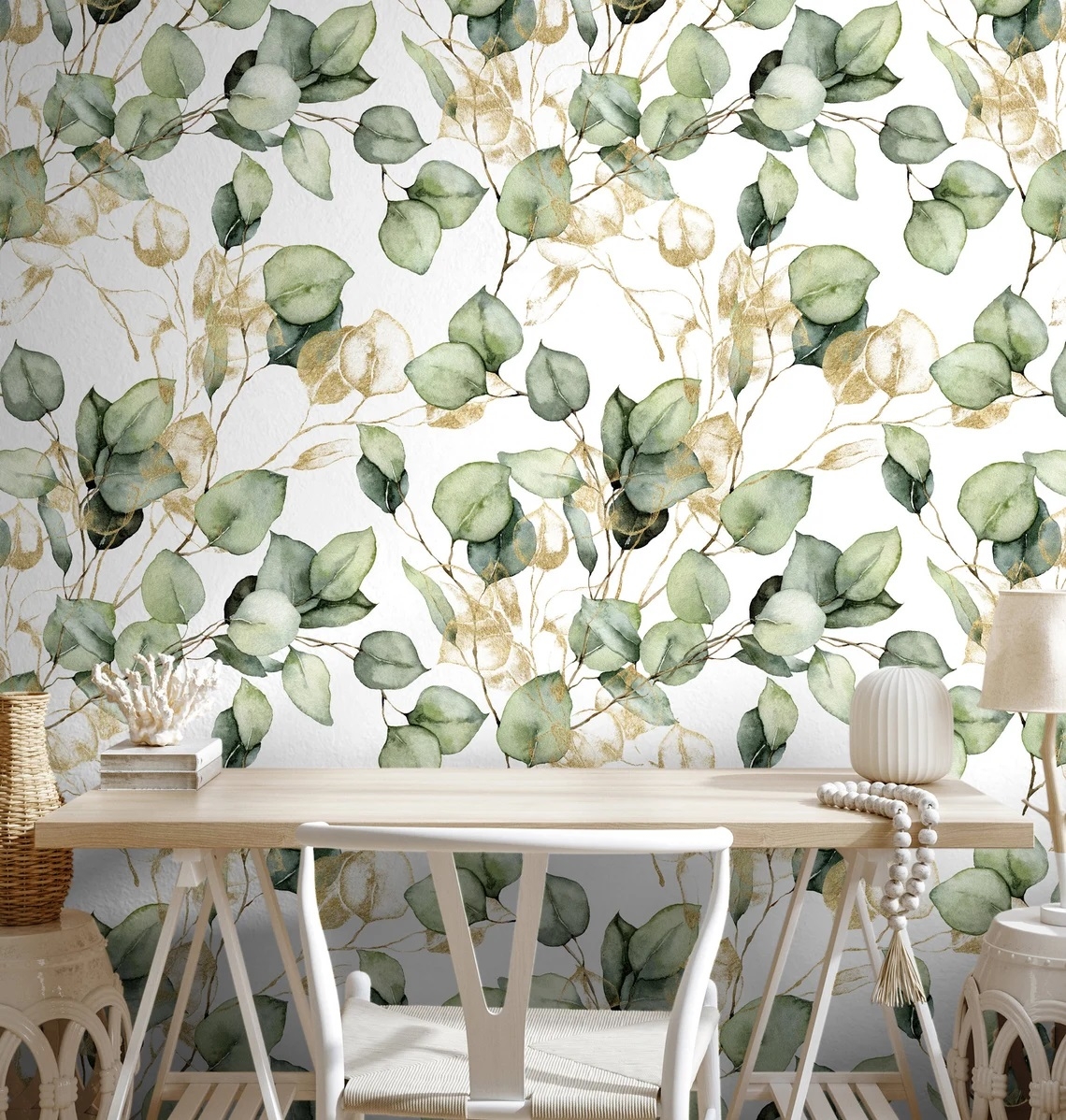 Tapete - Grüne Blätter / Abziehen und Aufkleben