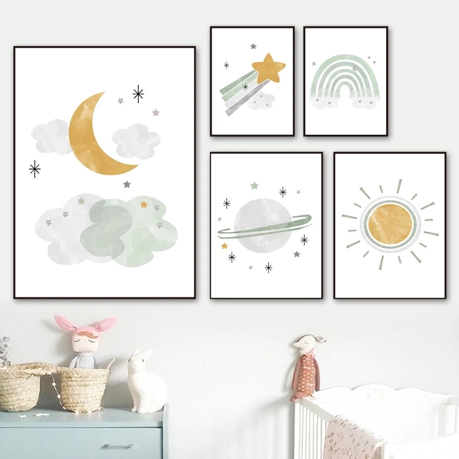Poster - Sonne, Mond, Stern und Planet / 5er-Set
