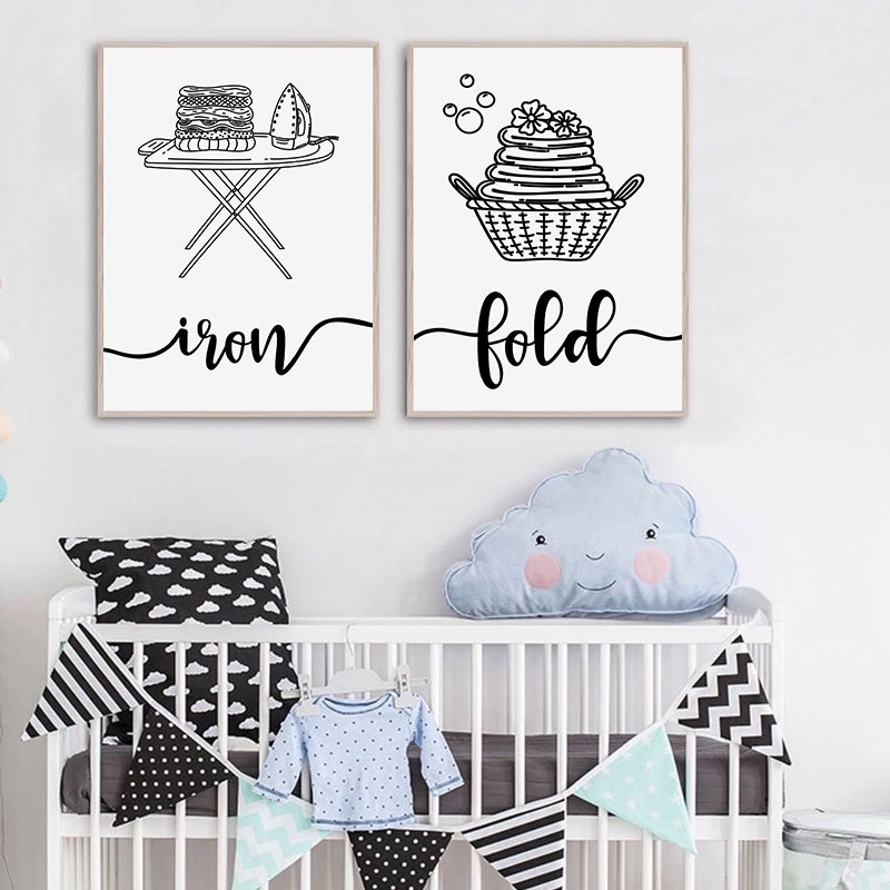 Poster - Abstrakte Wäsche / Bügeln und Falten / 2er-Set