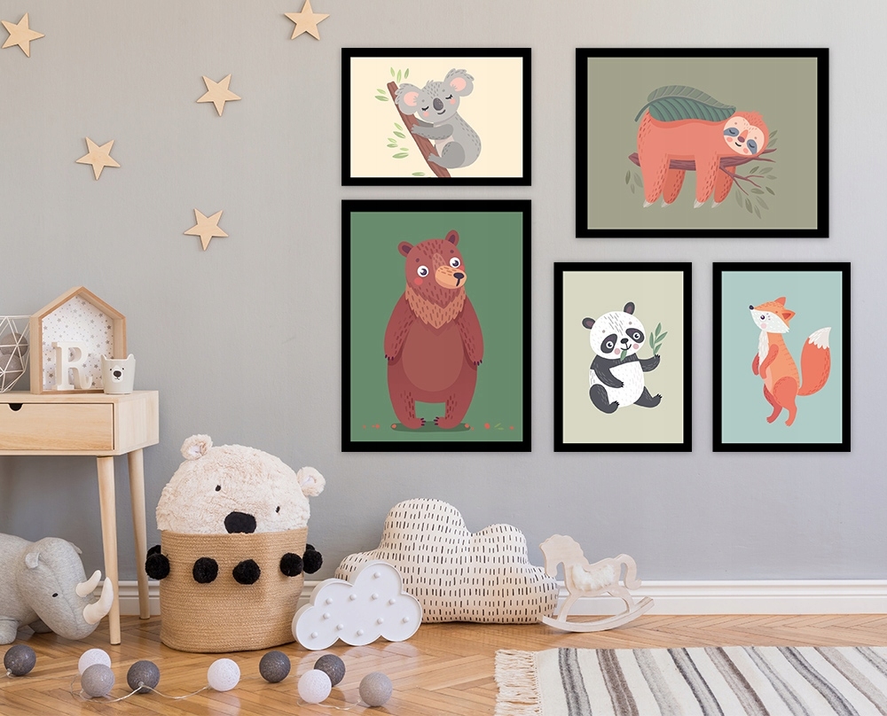 Poster - Schläfrige Tiere / 5er-Set