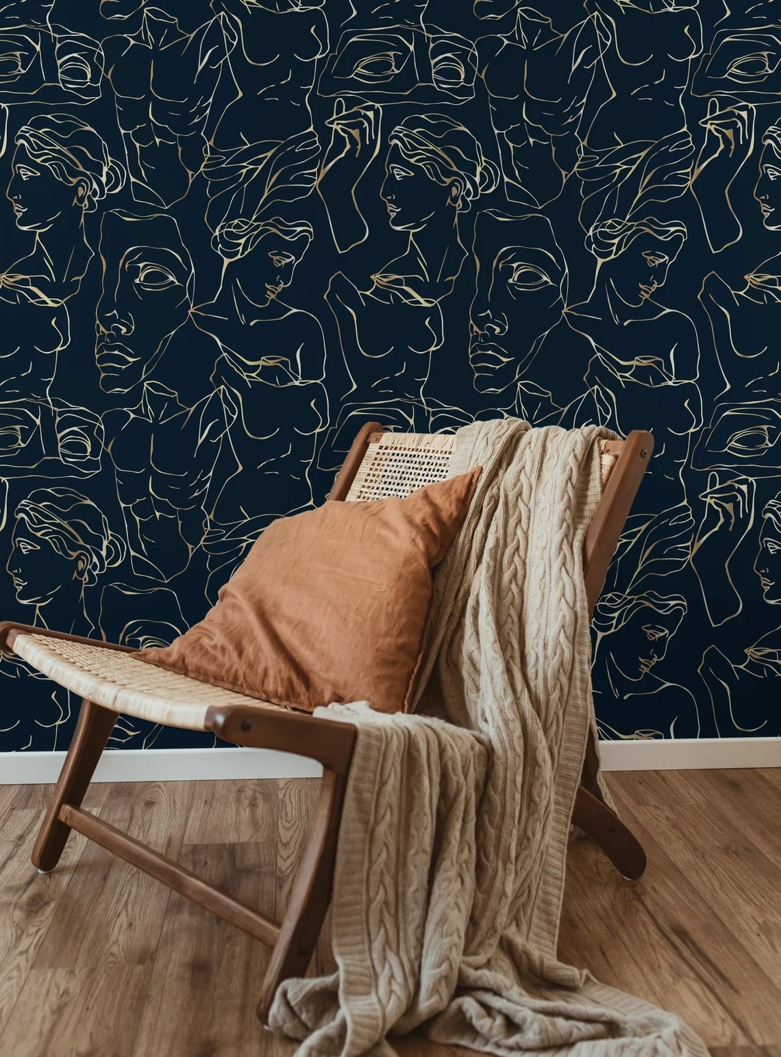 Tapete - Marine Strichzeichnungen / Abziehen und Aufkleben