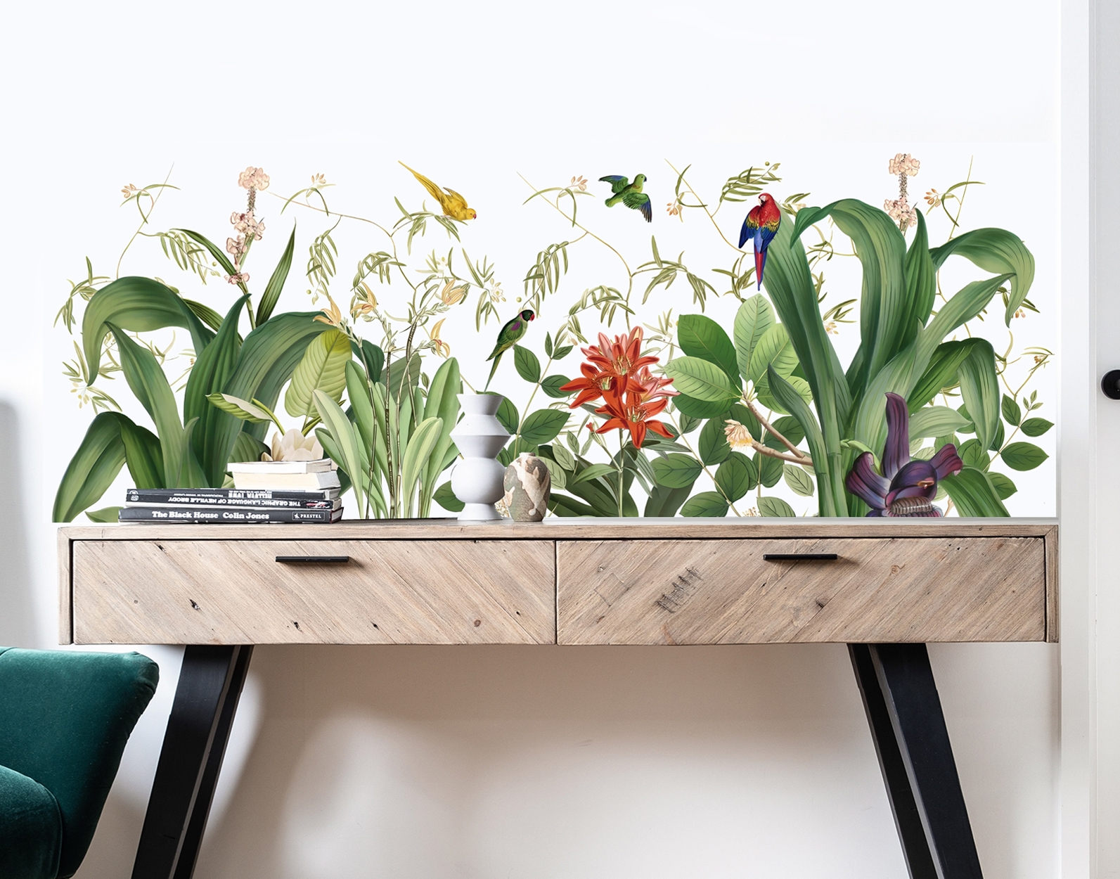 Wandtattoo - Tropische Pflanzen und Vögel