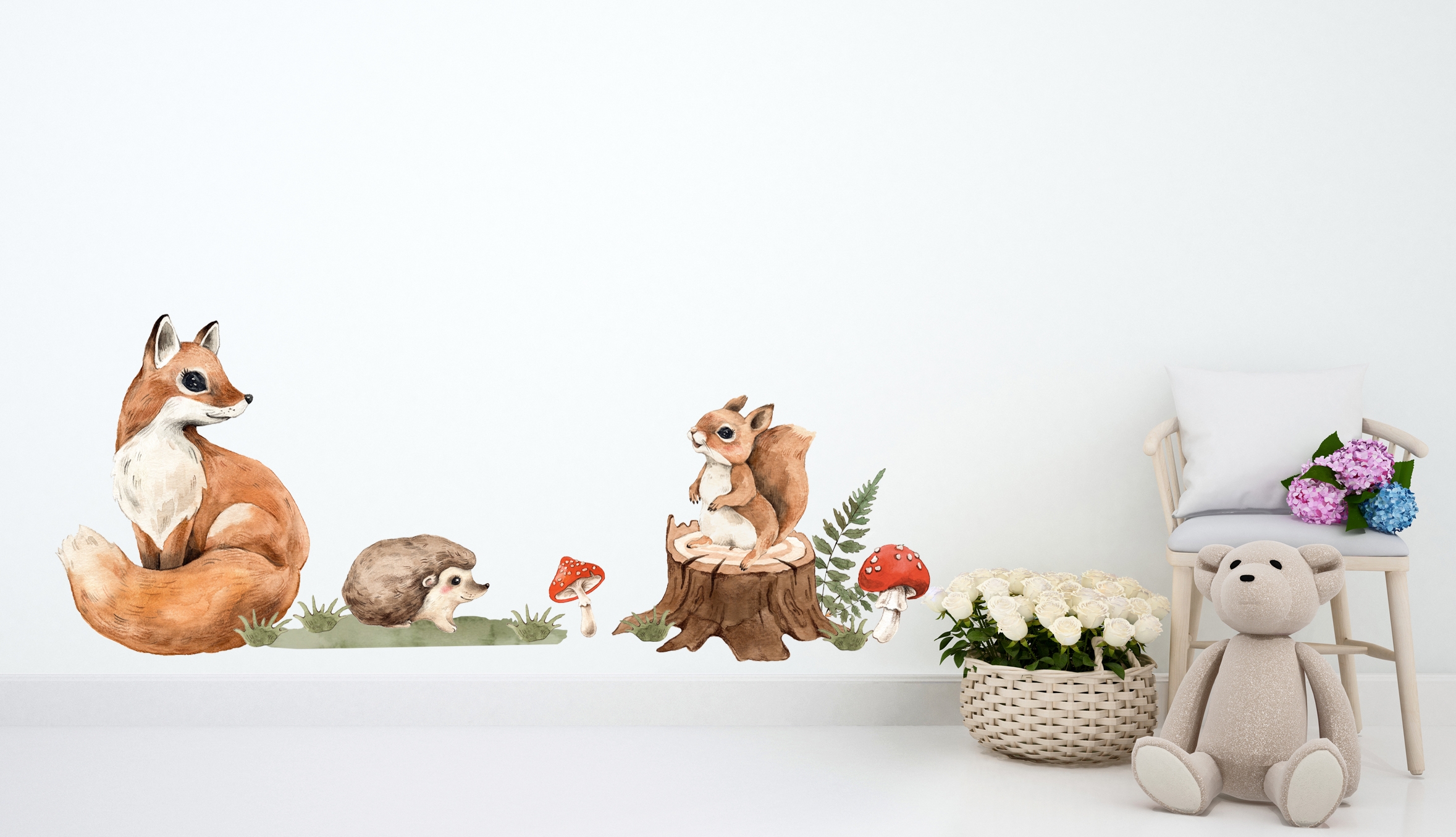 Wandtattoo - Fuchs und Eichhörnchen