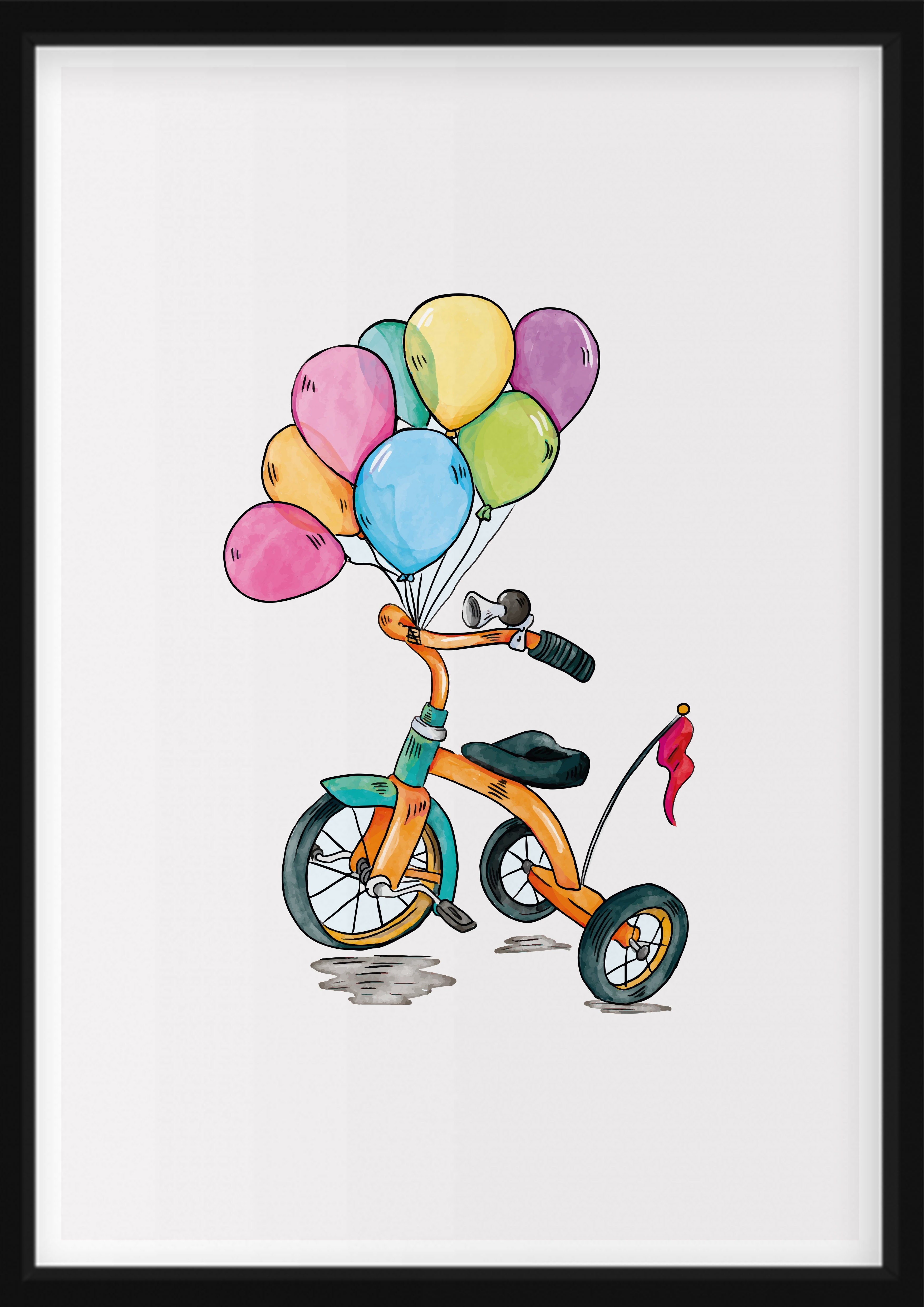 PLAKAT - Dreirad mit Ballons