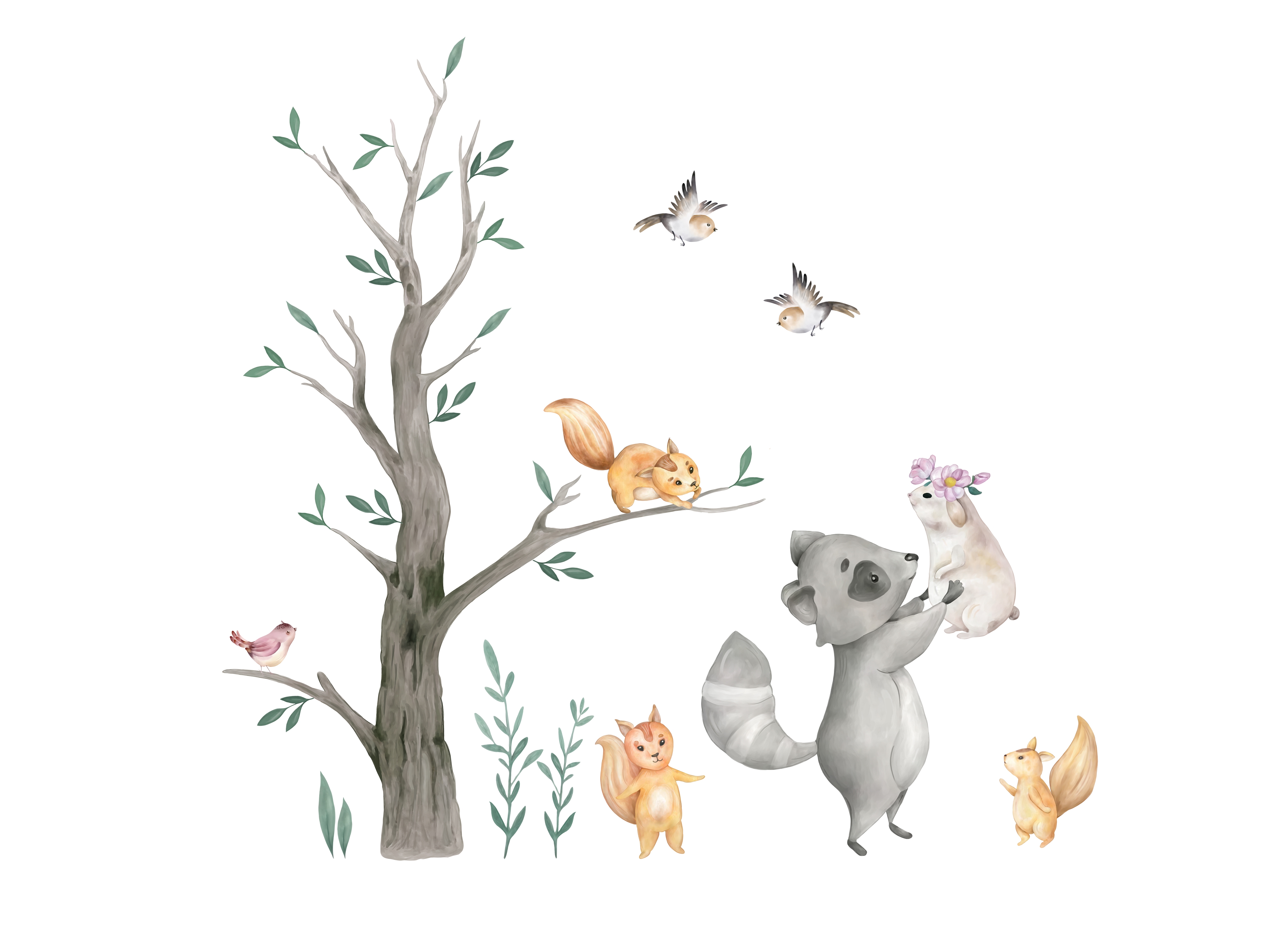 Wandtattoo - Eichhörnchen im Wald