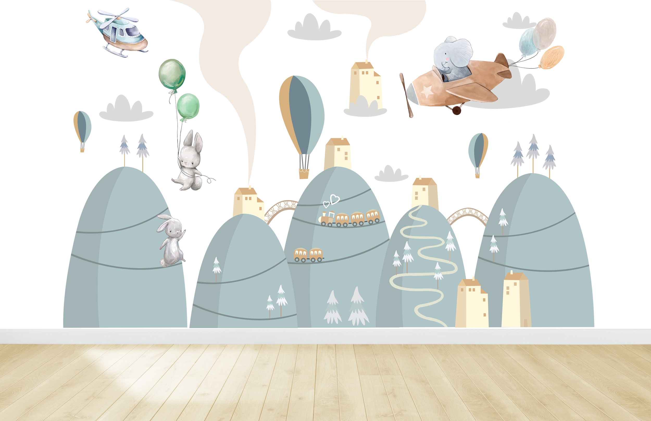 Wandtattoo - Berge und Flugzeuge