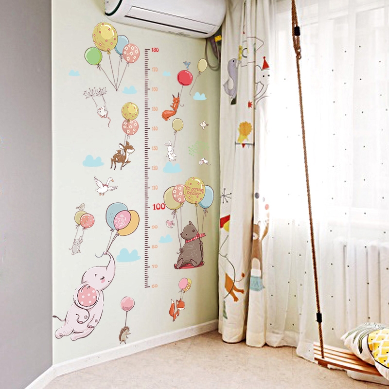 Wandtattoo - Tiere mit Luftballons / Höhenmaß
