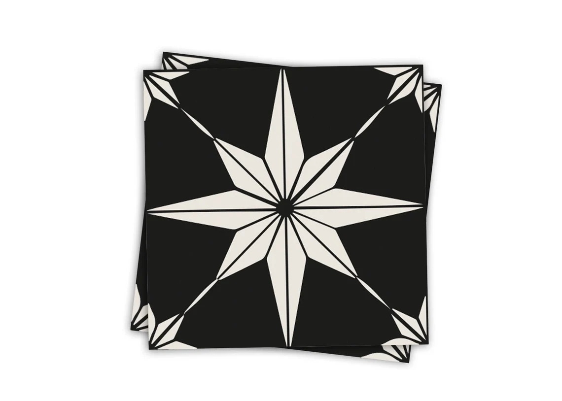 Fliesenaufkleber - Aufkantung Weiß und Schwarz zum Abziehen und Aufkleben / 24 Stk