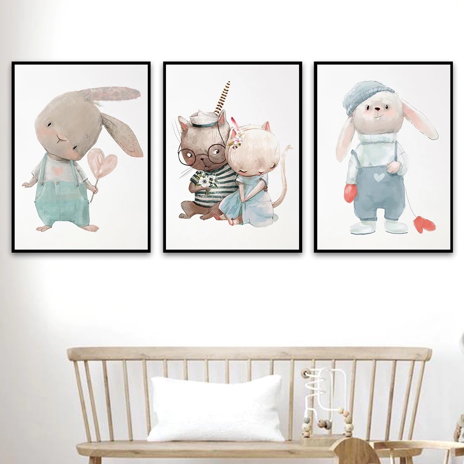 Poster - Kaninchen und Maus / 3er-Set