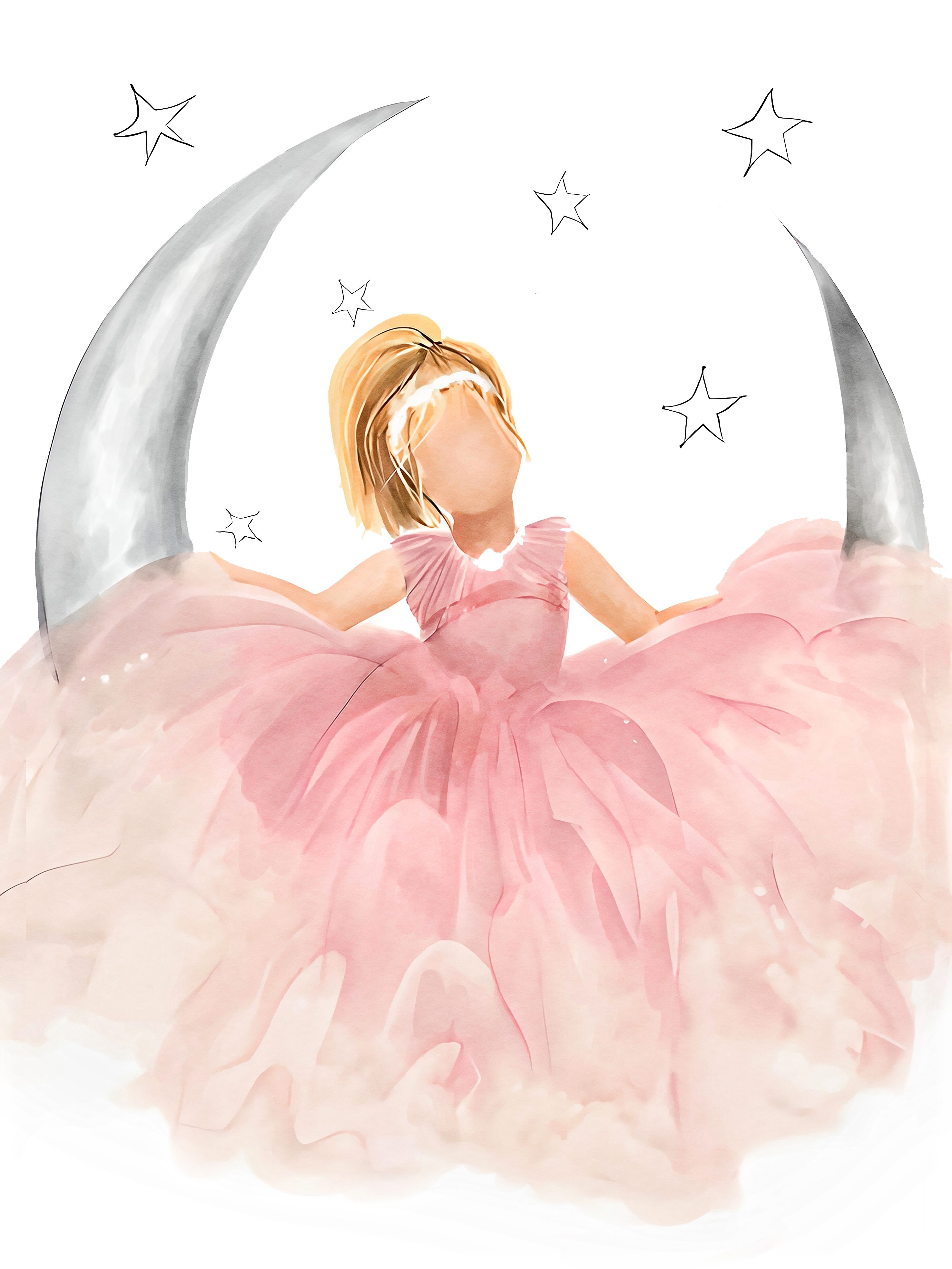 Plakat - Mädchen im Mond