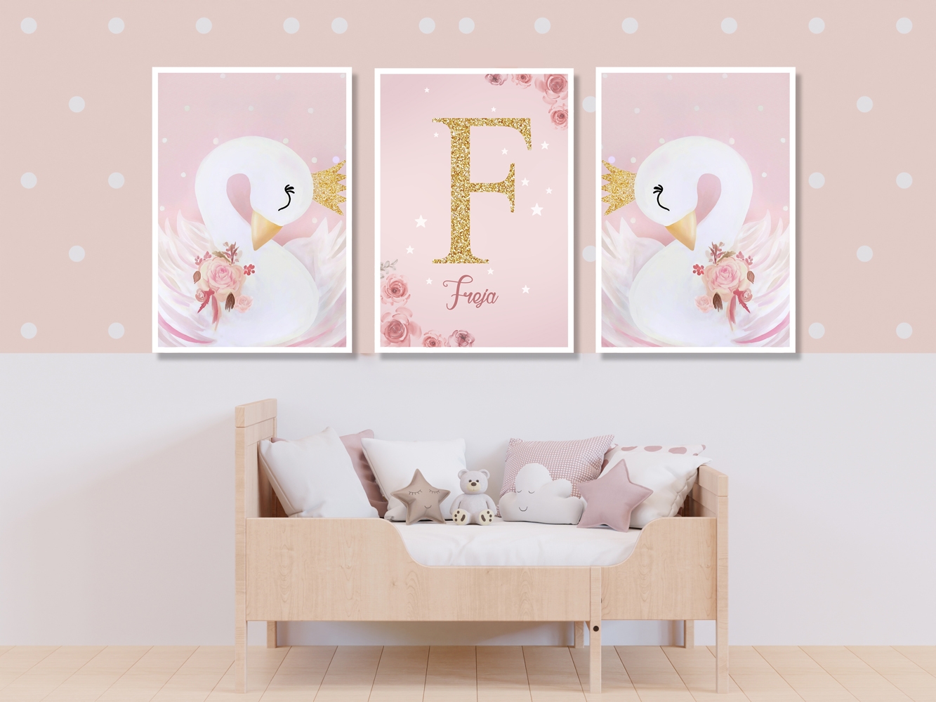 Poster - Rosa Schwan / Personalisiert / 3er-Set / 02