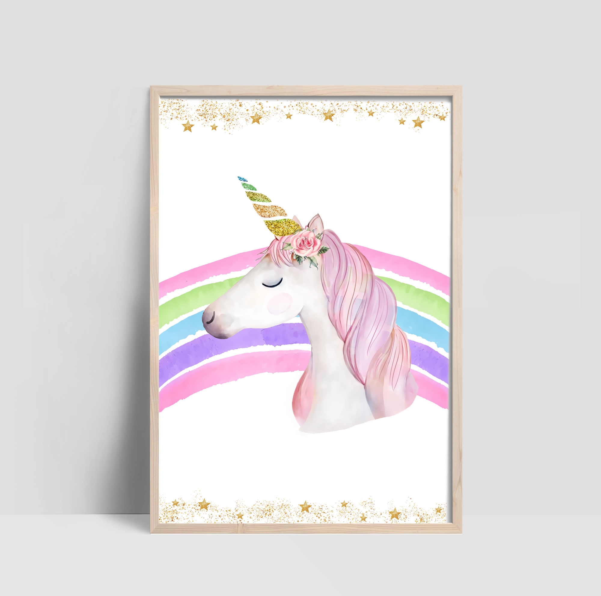 Poster - Einhorn mit Blumen / Recht