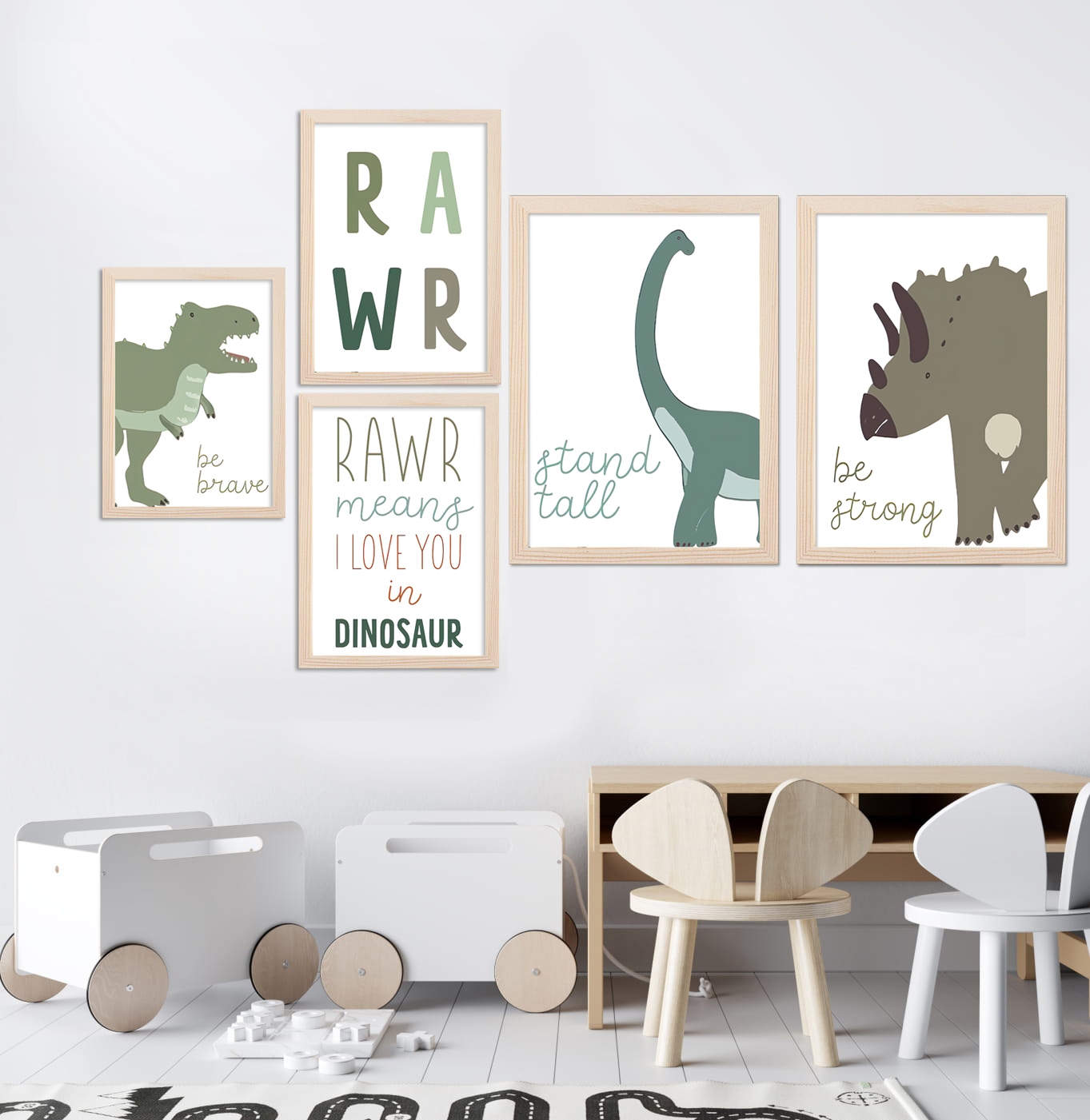 Poster - Dinosaurier / RAWR / 5er-Set