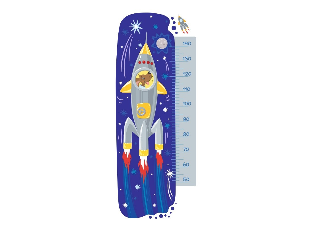 Wandtattoo - Weltraumrakete / Höhenmaß