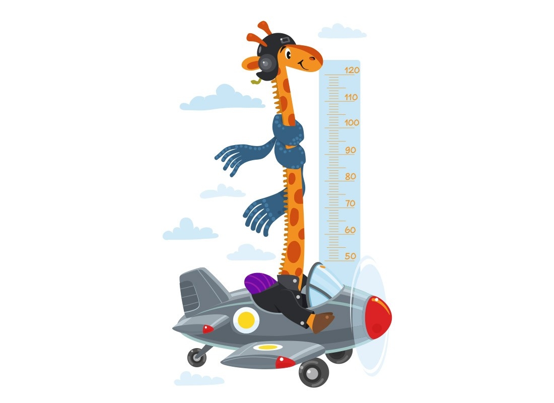 Wandtattoo - Giraffe im Flugzeug / Höhenmesser