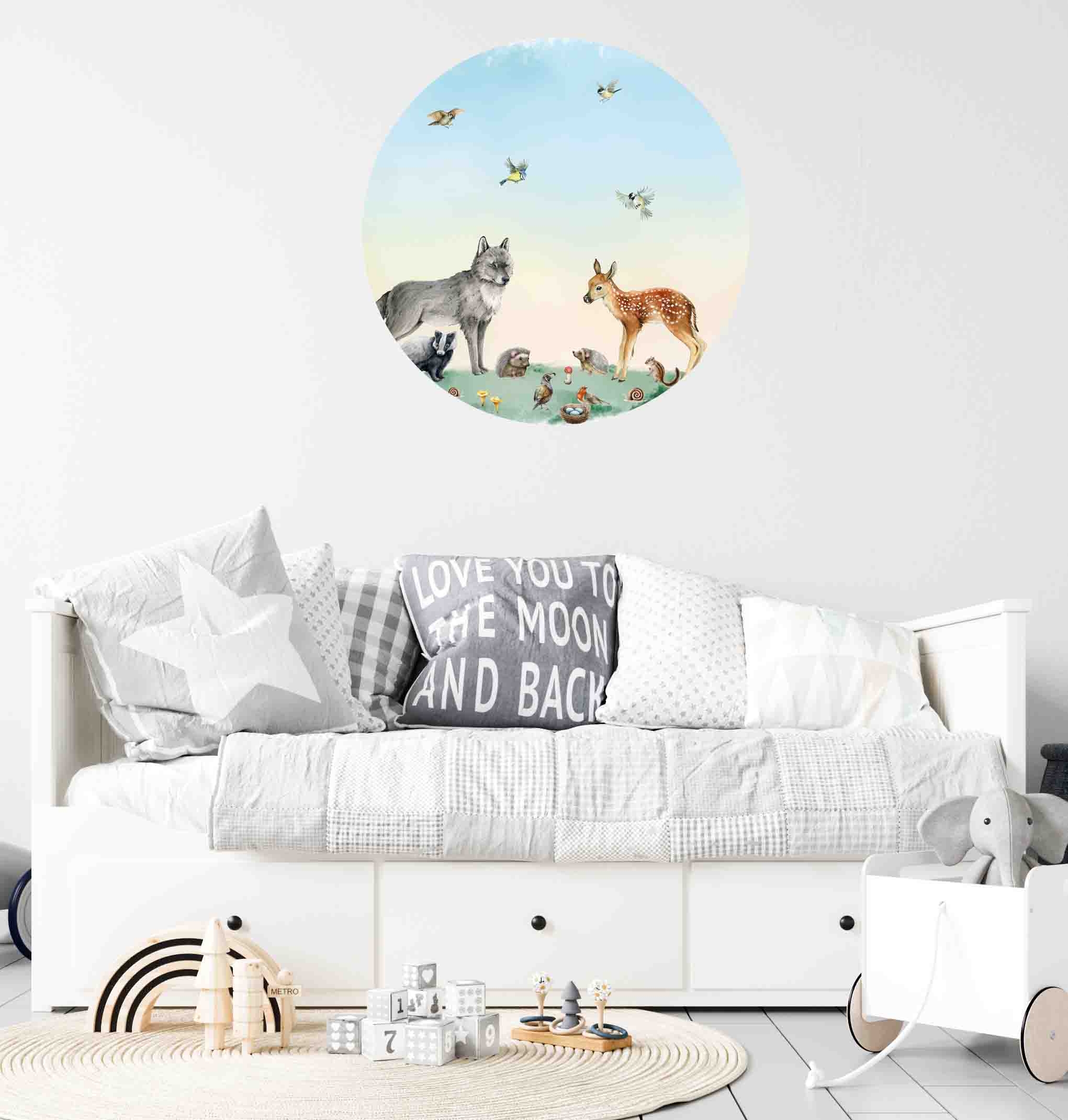 WANDTATTOO - RUNDE - WALD MIT IGEL