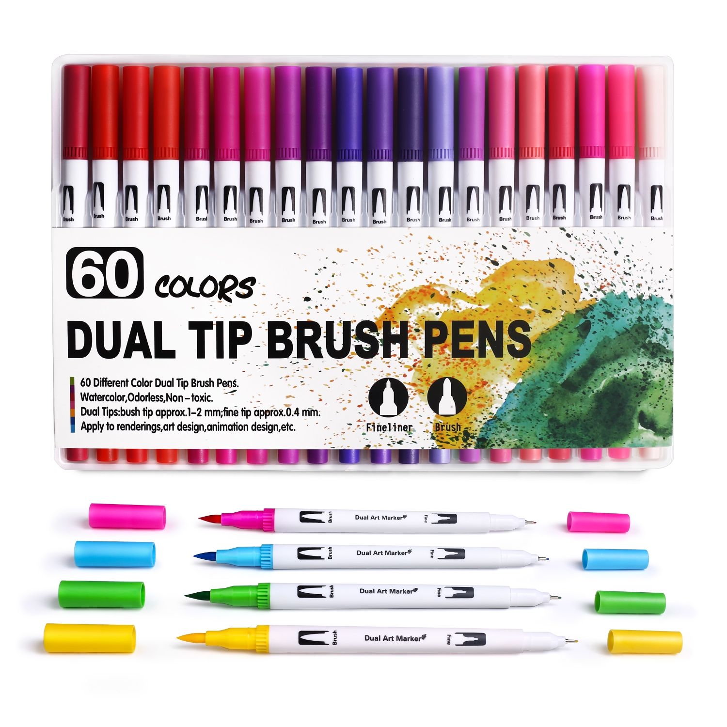 Aquarellpinselstifte / Doppelspitze / 60 Farben
