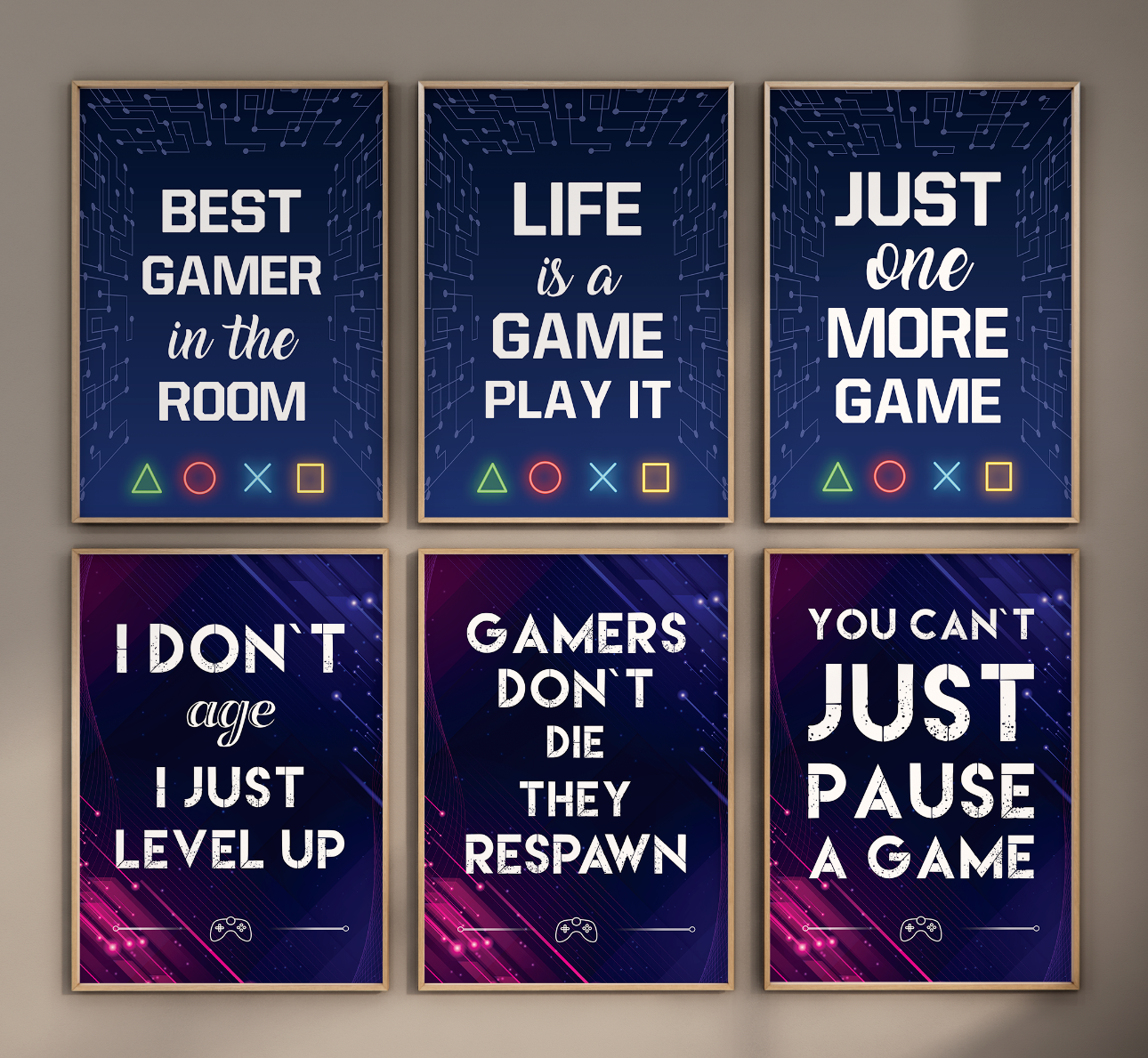 Poster - Gamer-Zitate / 6er-Set