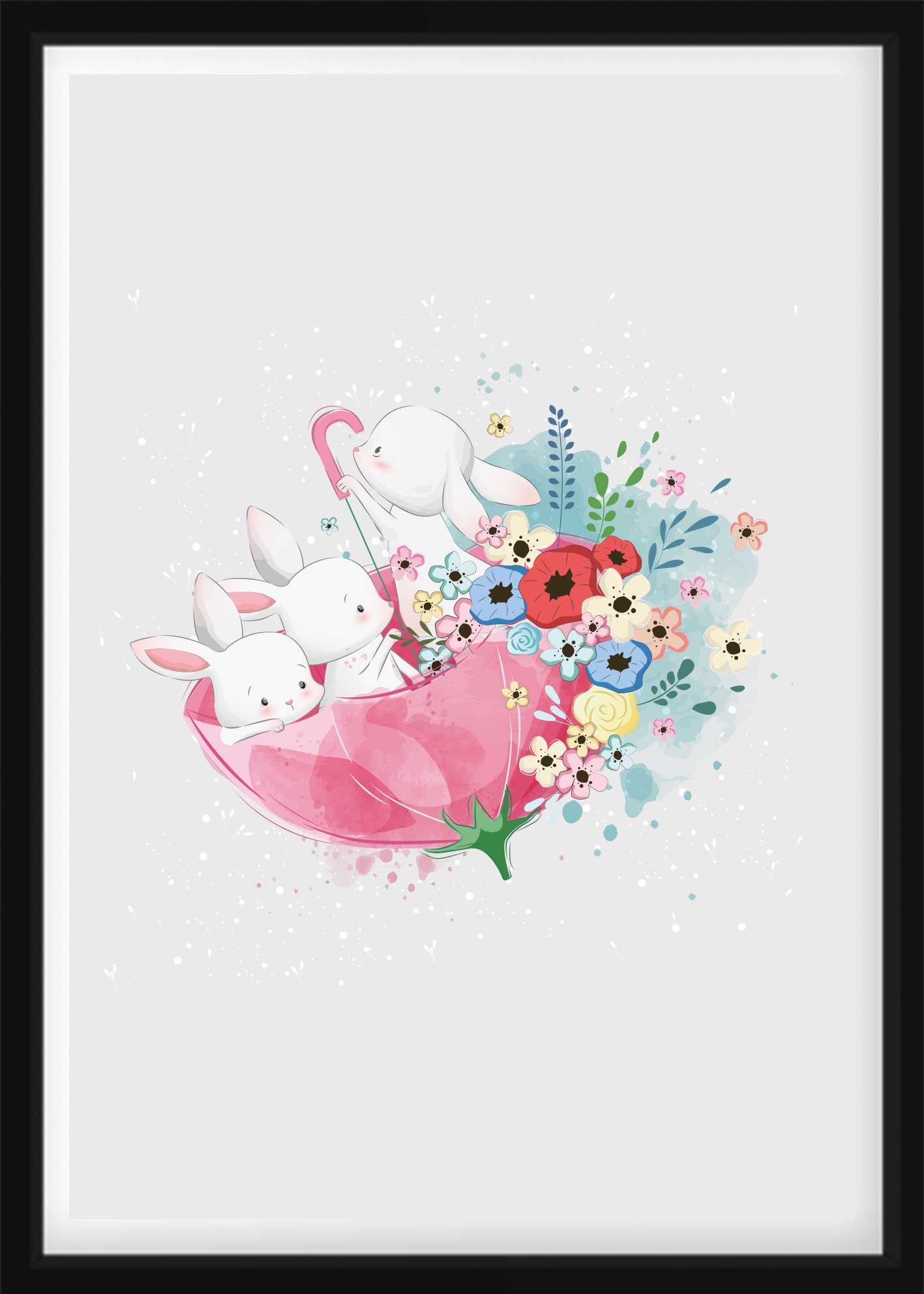 PLAKATE - Hasen in Regenschirmen