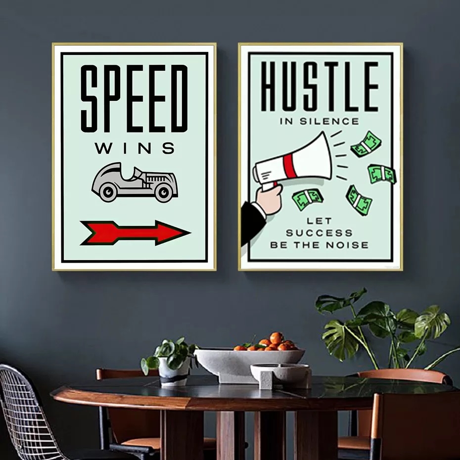 Poster – Motivationsposter / Speed and Hustle / 2er-Set