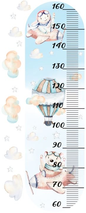 Wandtattoo - Bär und Buuny im Mond / Höhenmaß